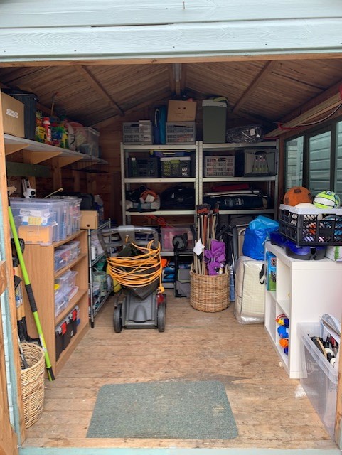 shed after Organised loft area, everything has been organised into labelled boxes, or otherwise organised neatly
